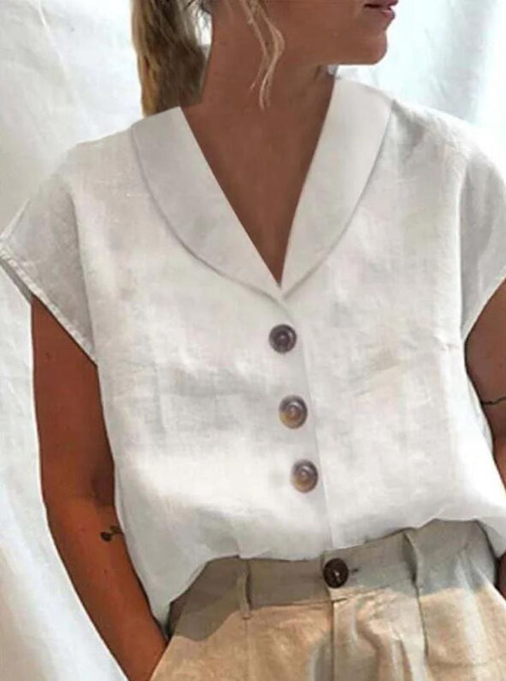 DONNA™ | Linen Button-Up Blouse